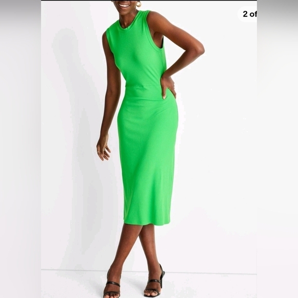 Future Collective Dresses & Skirts - Future Collective Green Ribbed Bodycon Midi Dress